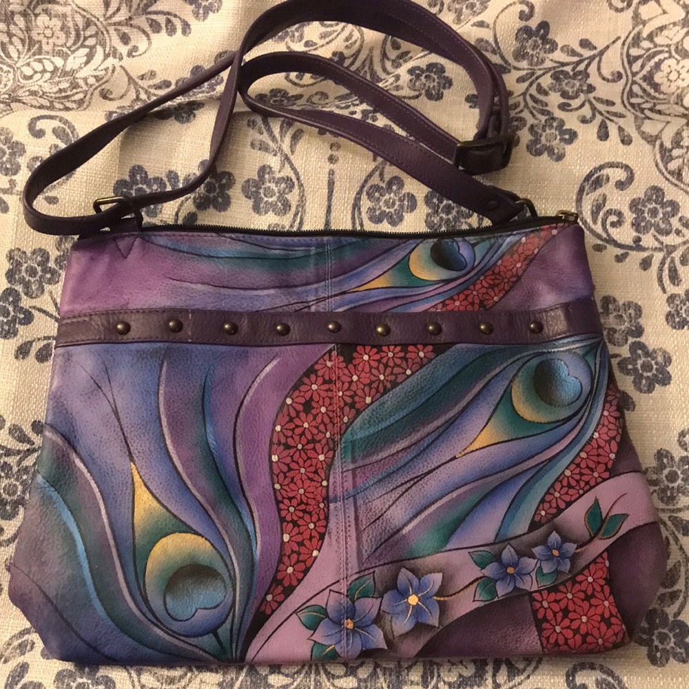 Anuschka  peacock crossbody